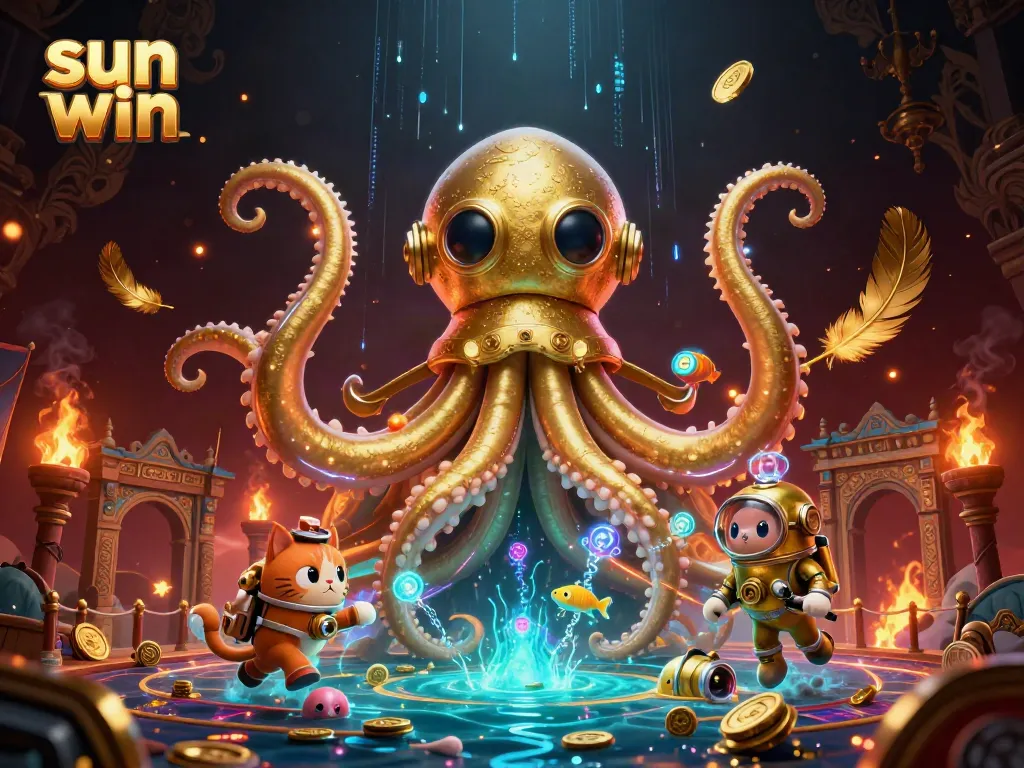 Join the thrill at sun win with a dynamic casino scene featuring vibrant characters and game elements.