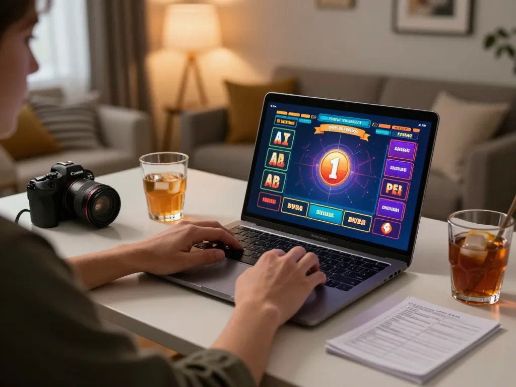 TR88 player engaging in online casino betting with detailed game interface in cozy home setting.