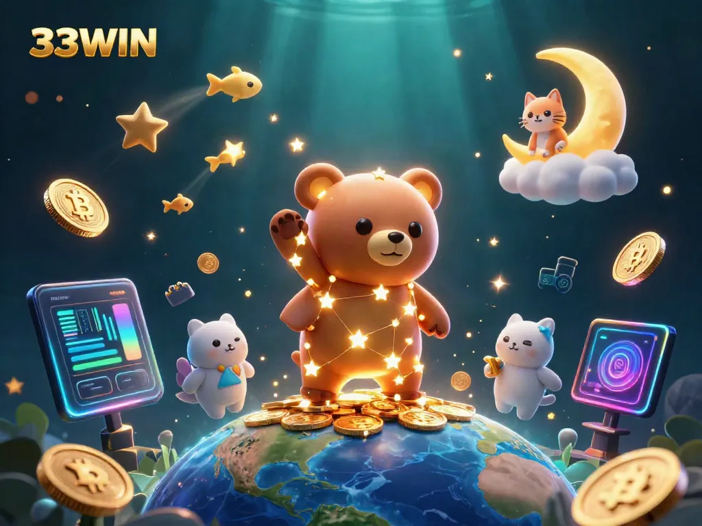 Khám phám 33WIN với chú gấu vàng tinh tú trong thế giới casino tuyệt đẹp