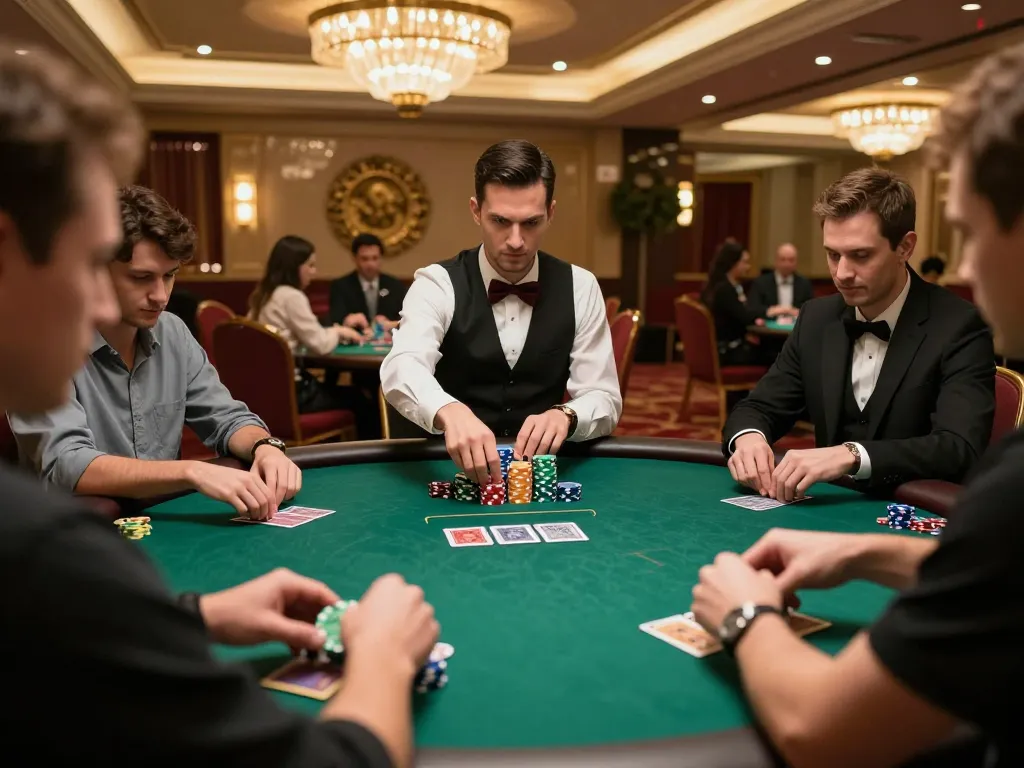 Players strategizing during a high-stakes poker game at SC88 casino, highlighting intense moments and competitive atmosphere.
