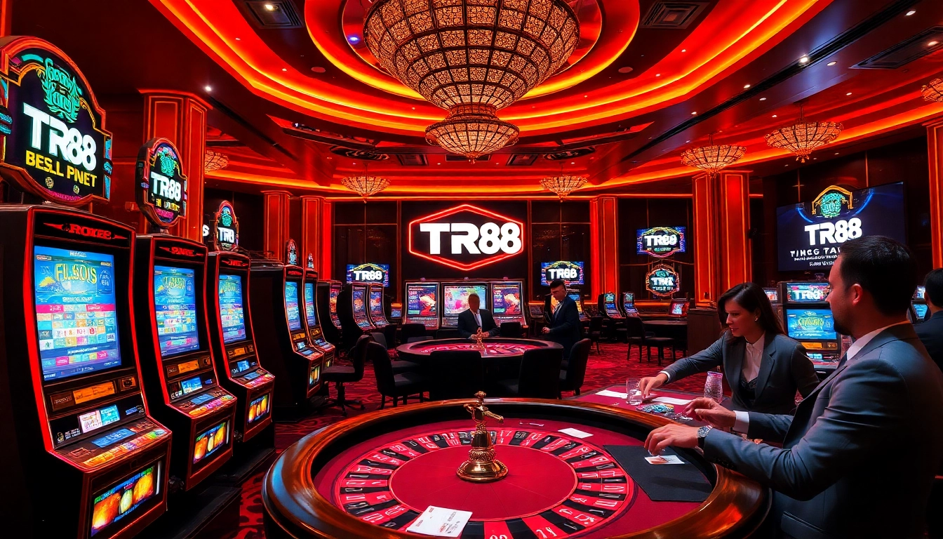Players enjoying thrilling games at TR88 casino, showcasing excitement and luxury in gambling.