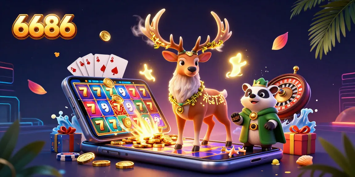 Experience winning with 6686 in an exciting online casino scene featuring vibrant games and characters.
