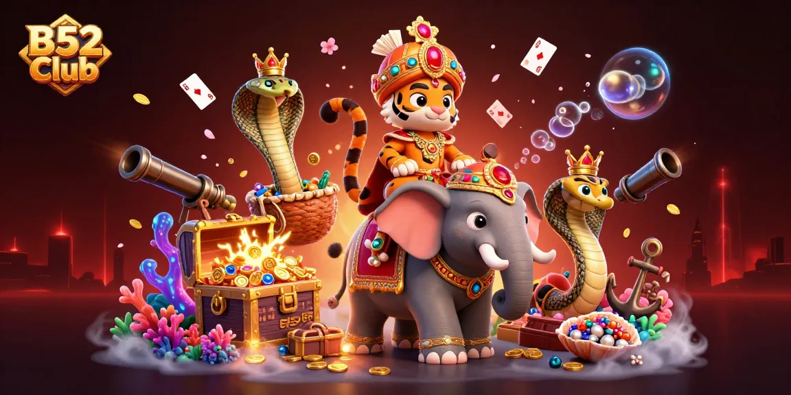Experience thrilling gameplay with B52 Club in a rich 3D casino scene featuring vibrant characters and exciting elements.