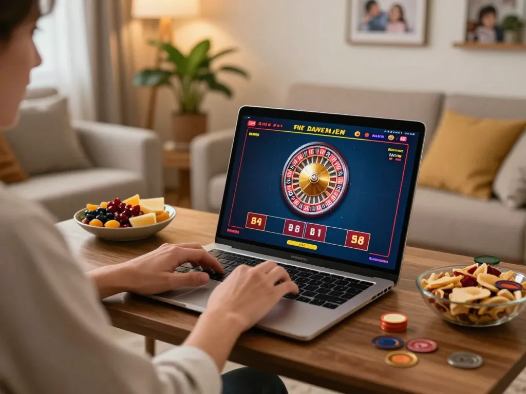 Player enjoying exciting online gaming at 8K8 Rest in a cozy living room.