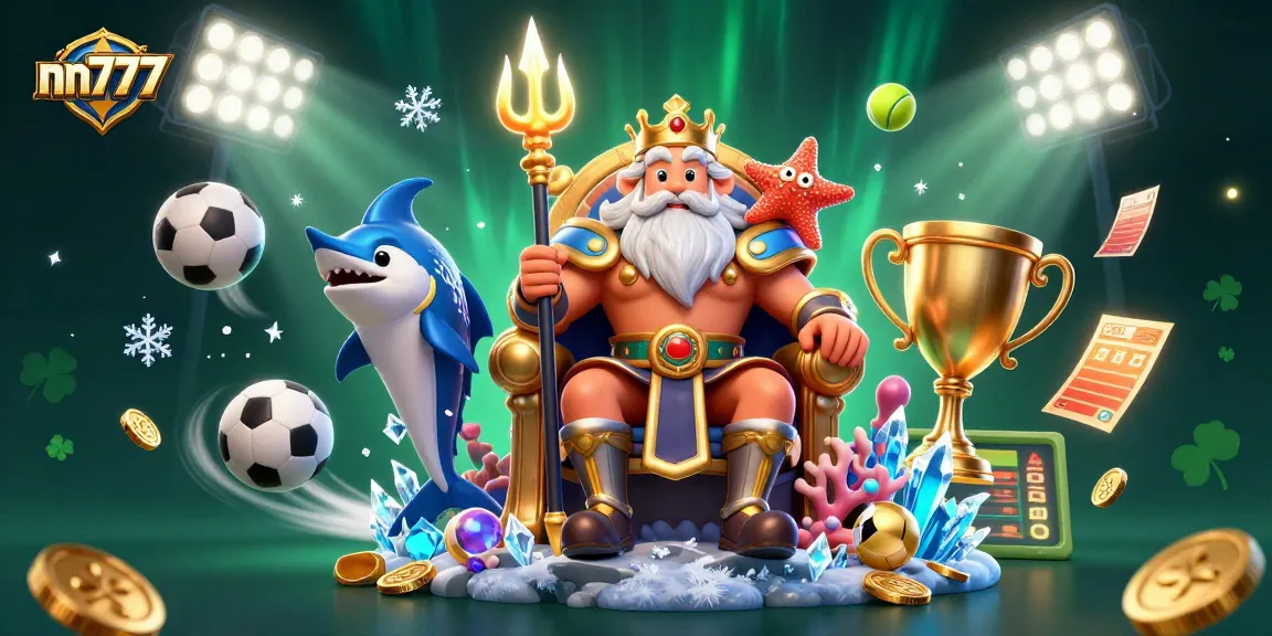 Play thrilling games at nn777, featuring Neptune and sports action in an immersive 3D casino scene.