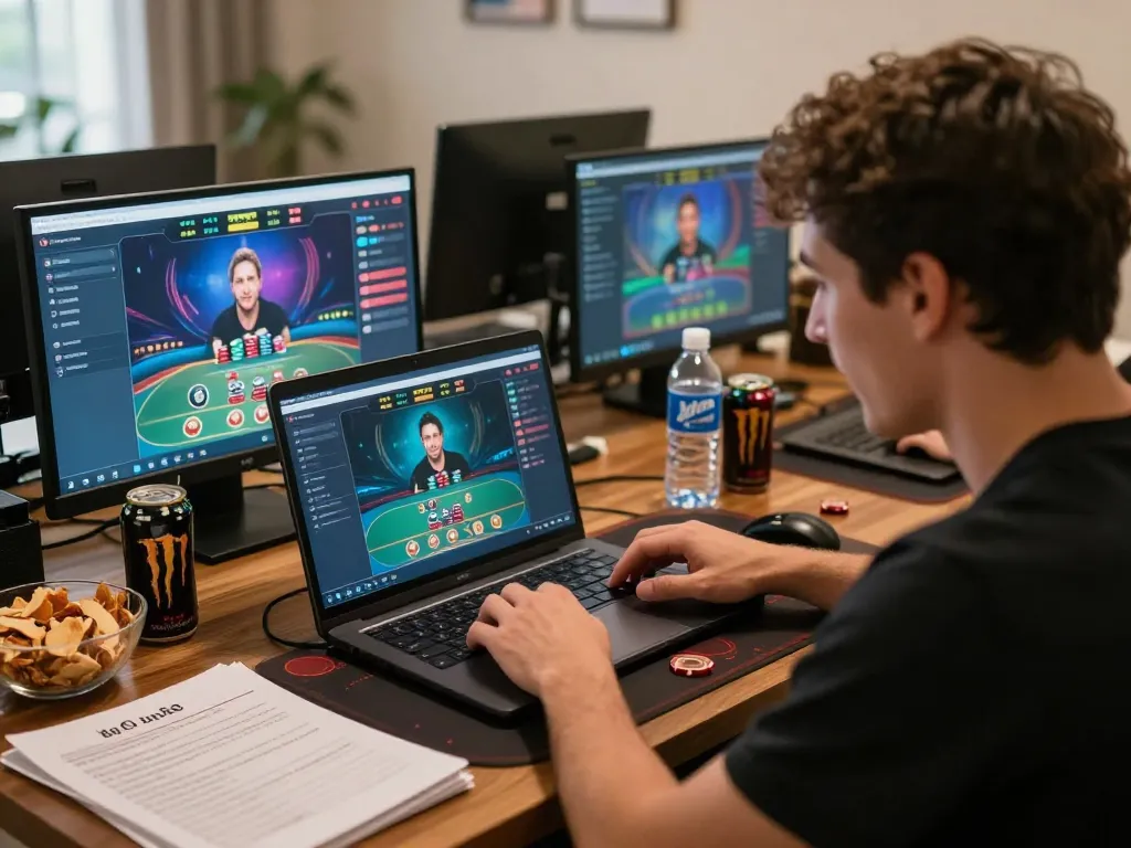 Engaged player immerses in a live poker game on da ga88, showcasing strategy and community.