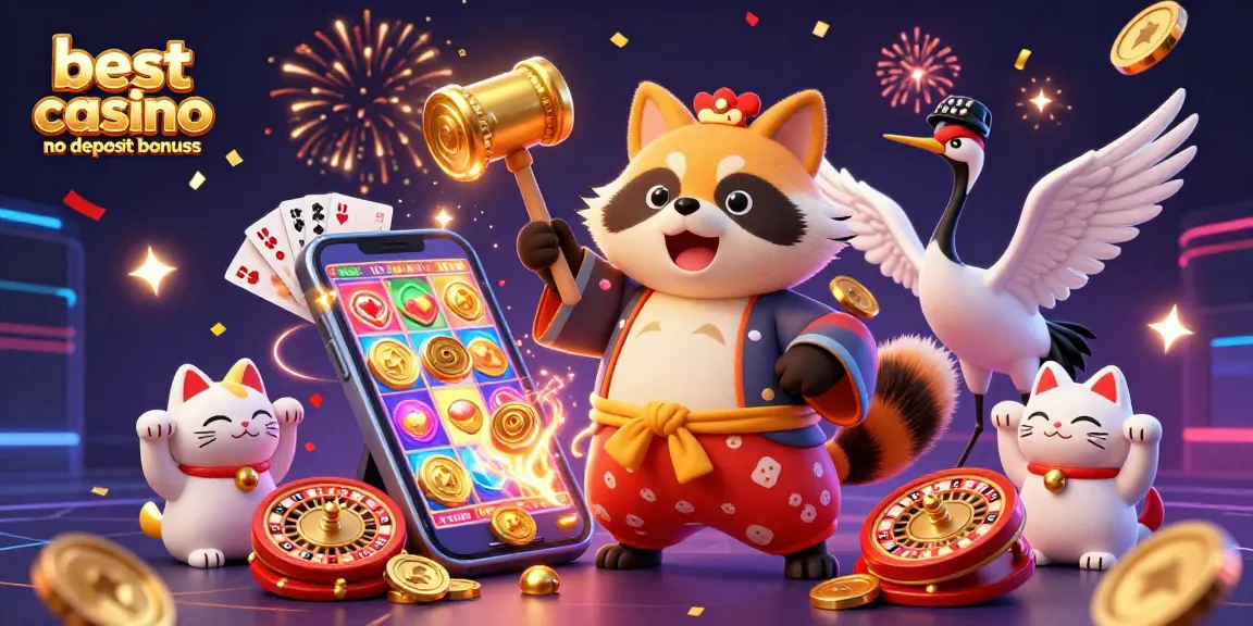 Experience the best casino no deposit bonuses with a colorful, action-packed 3D casino illustration showcasing fortune and excitement.