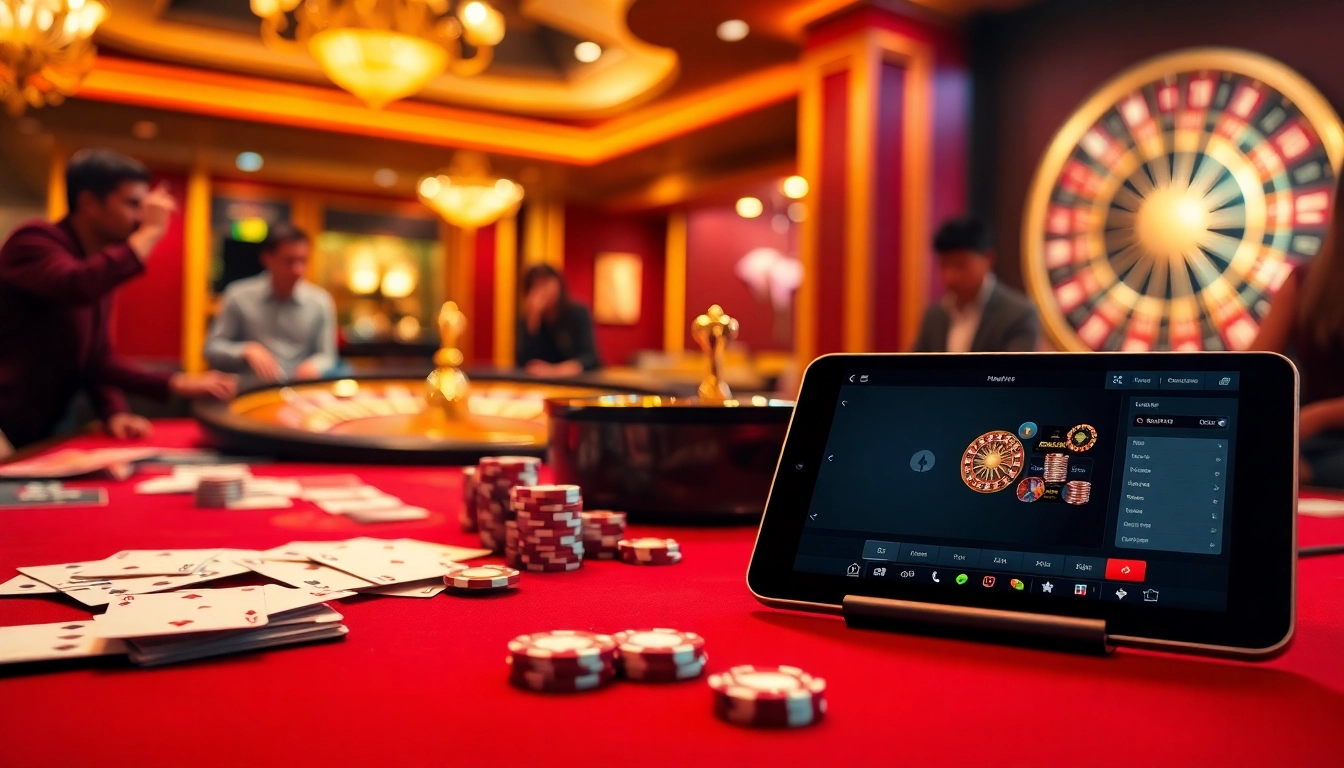 The excitement of 68VIP gaming with poker chips, cards, and a roulette wheel in a luxurious setting.