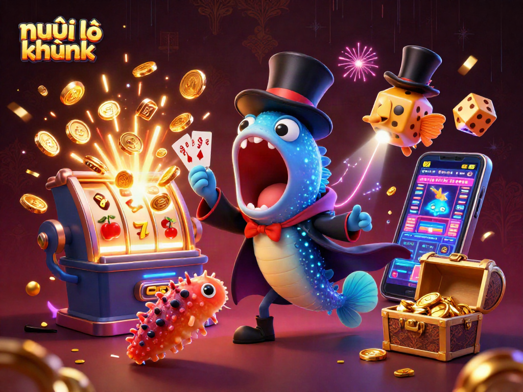 nuôi lô khung themed card tricks by a deep-sea gulper eel, rich with casino elements