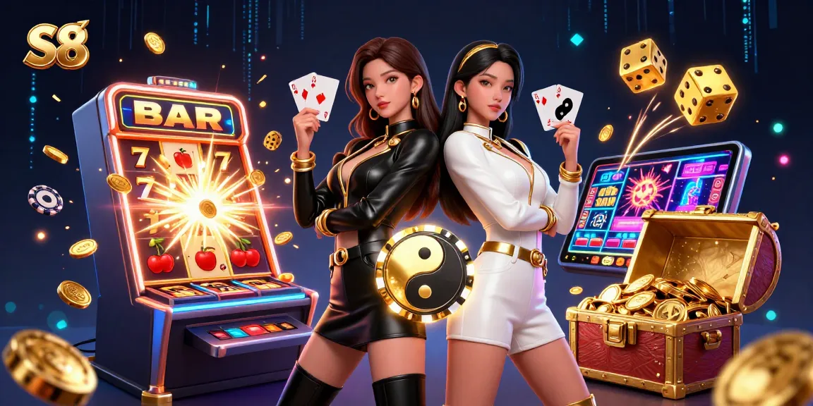 S8 offers thrilling casino games with stunning visuals, showcasing a dynamic gambling scene.