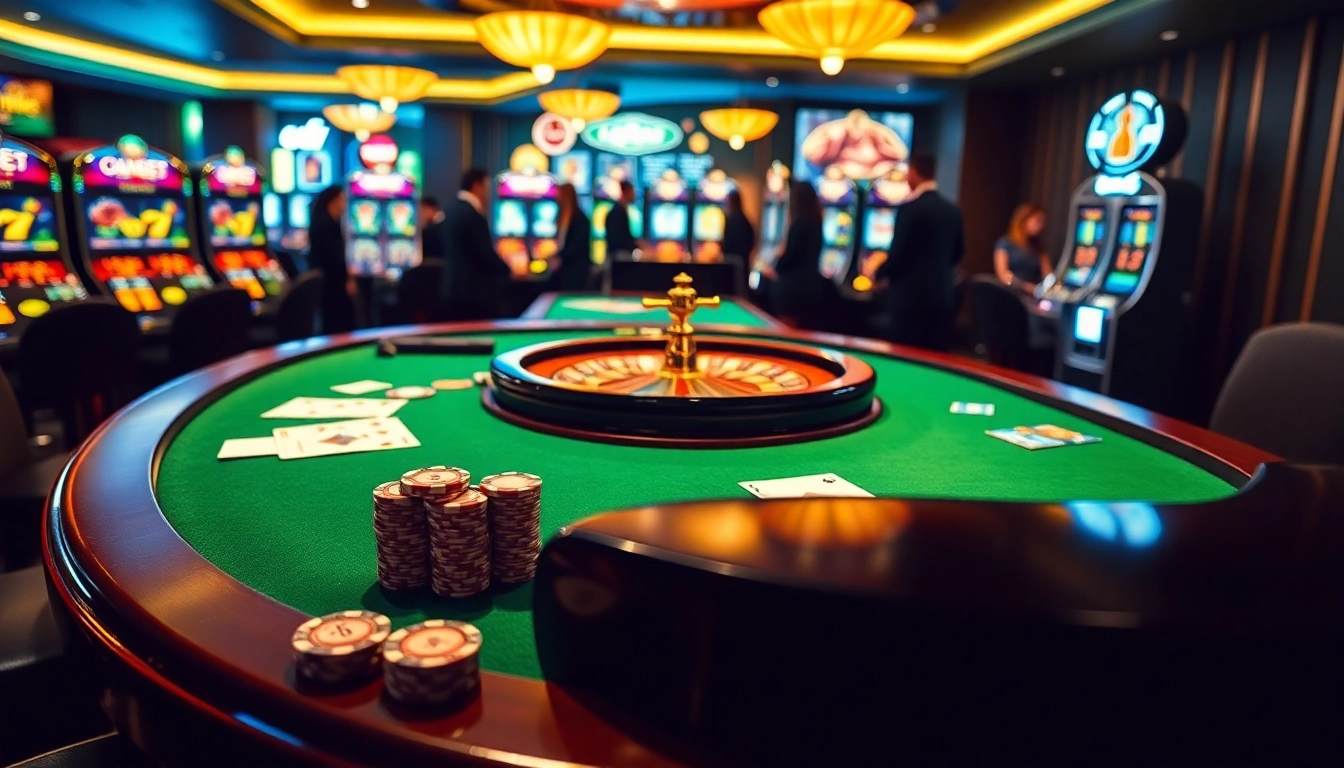 Players enjoying high-stakes action at 6FF casino with vibrant tables and classic games.