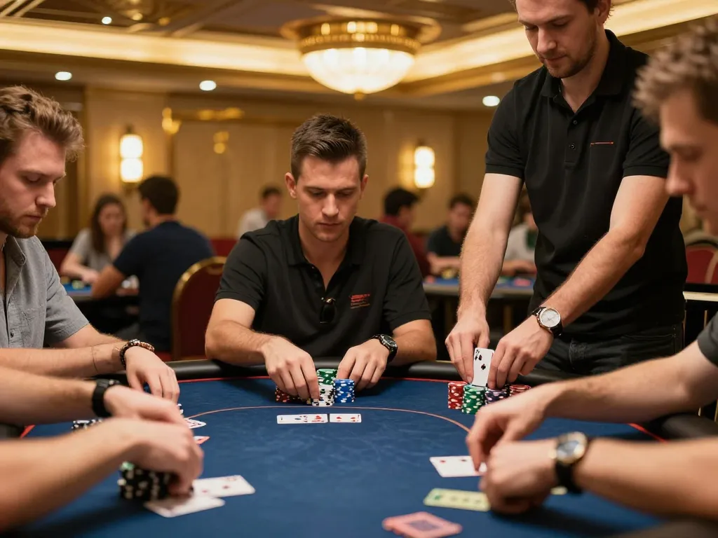 Players strategizing during intense poker gameplay at cm88sm casino with vibrant atmosphere.