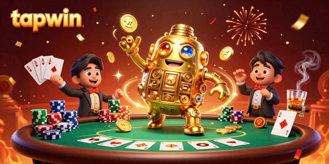 Experience the excitement of tapwin with a vibrant 3D casino scene featuring dynamic poker action.