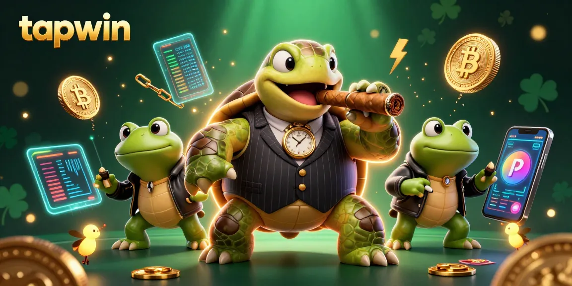 Join the exciting world of tapwin with colorful 3D casino characters and crypto elements illustrating vibrant gaming action.