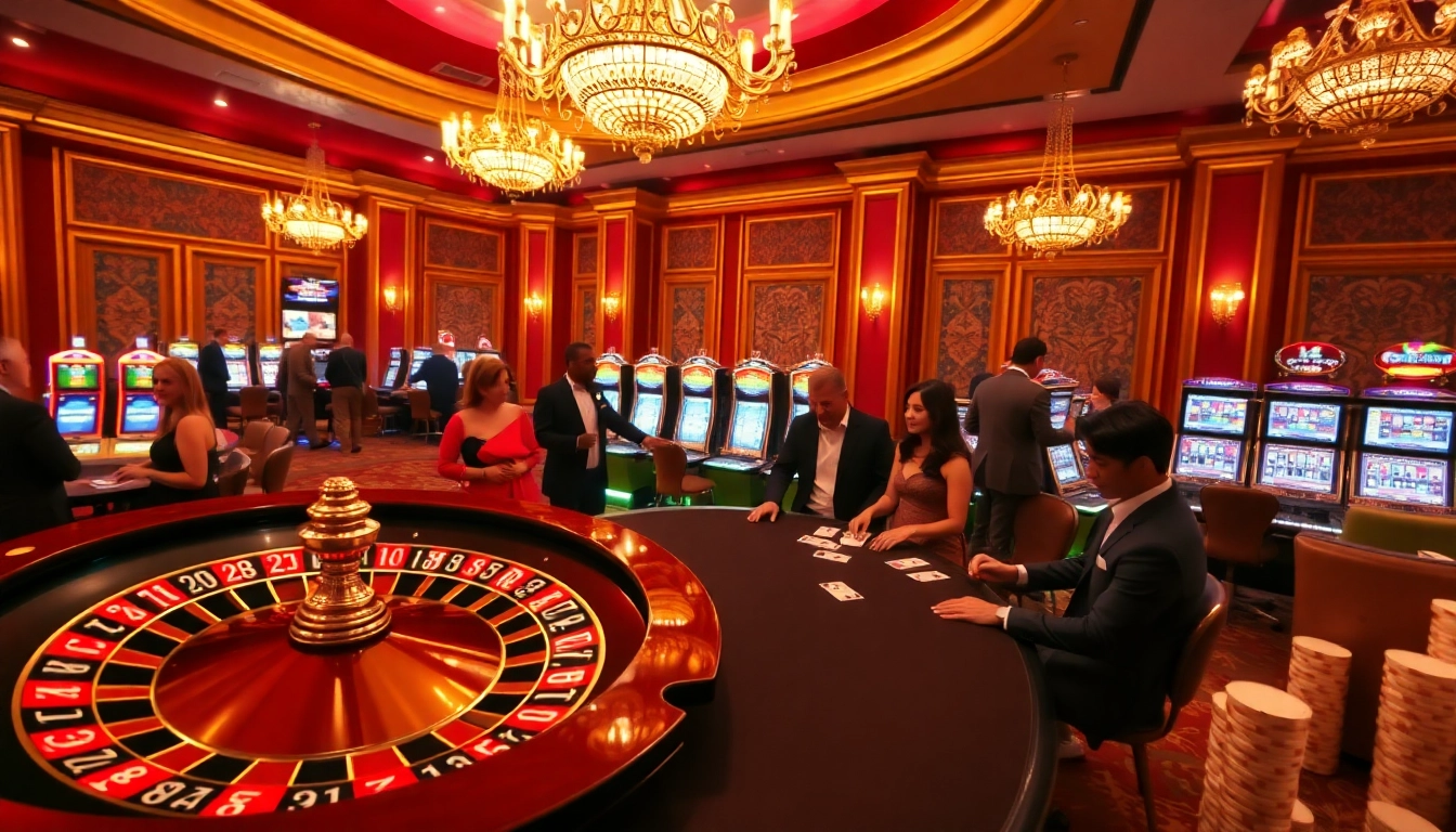 Gamblers place bets at the roulette wheel in a luxurious setting, showcasing the thrill of https://debet.spot/.