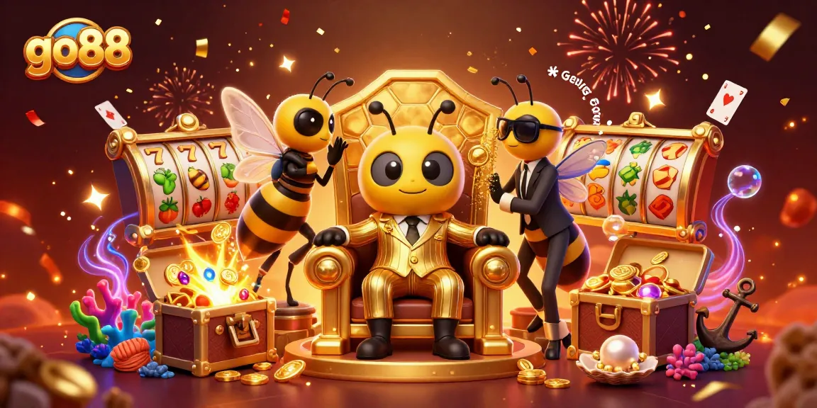 Experience the thrills of go88 with a vibrant casino scene featuring a mob boss and slot treasures.