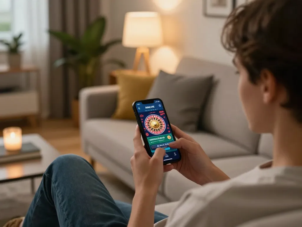 MMLIVE app interface displayed on smartphone while engaging in online live casino gaming from home, showcasing interactive roulette gameplay.