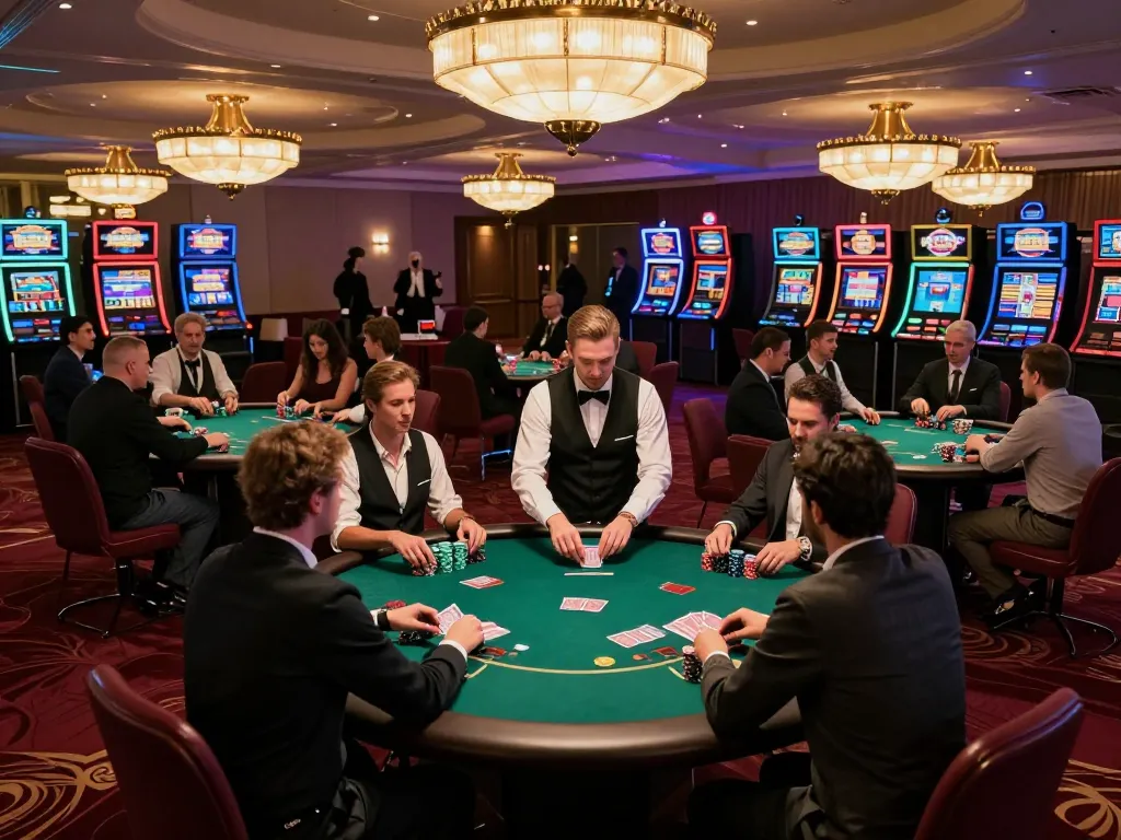 Players engaging at GK88 poker tables with dynamic gameplay and stylish casino atmosphere