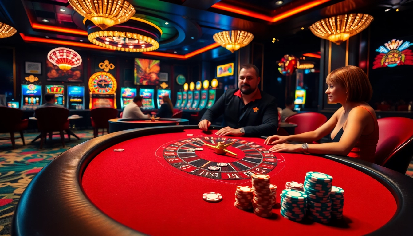 Players enjoying a high-stakes game at a 789f casino table filled with chips.