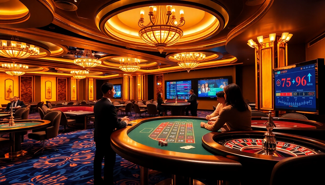 Experience high-stakes gaming excitement at https://789win.associates/, featuring poker tables and vibrant roulette wheels.