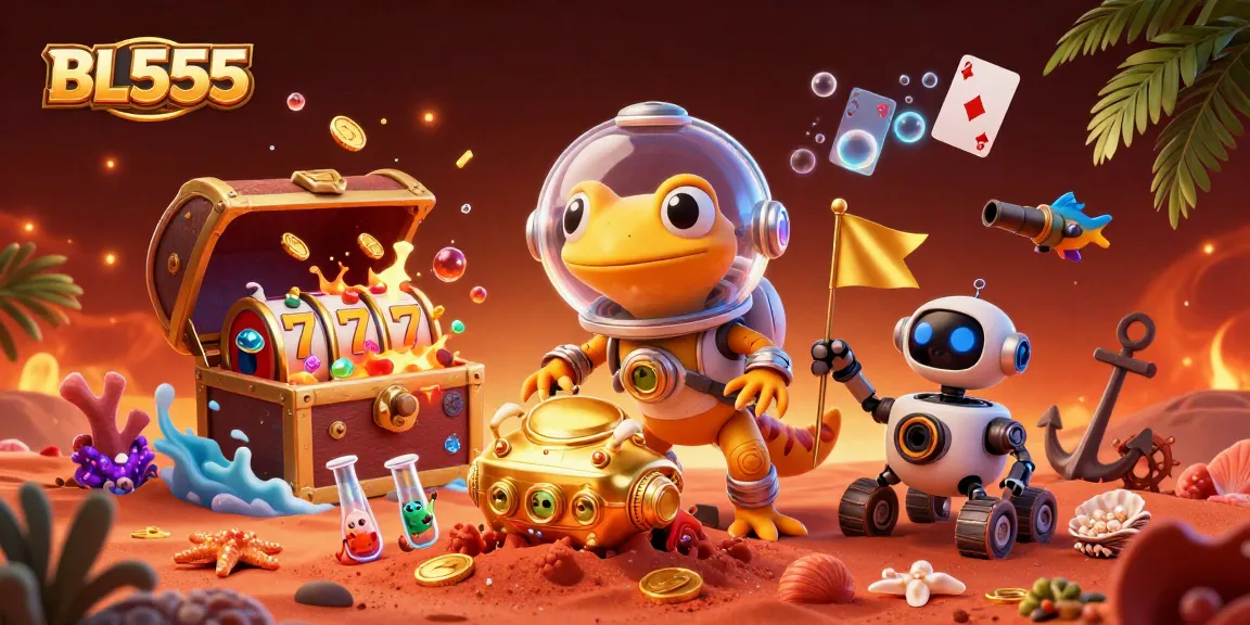Experience the excitement of winning with BL555's golden casino scene featuring interactive slot elements.