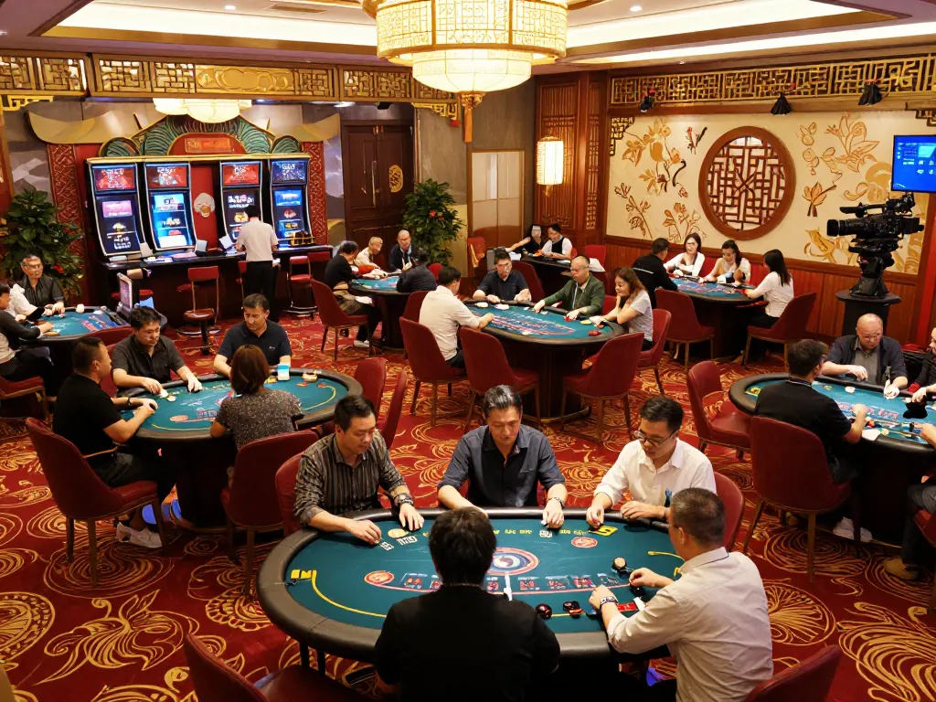 Nhatvip players enjoying interactive games at an upscale casino with vibrant decor and exciting atmosphere.
