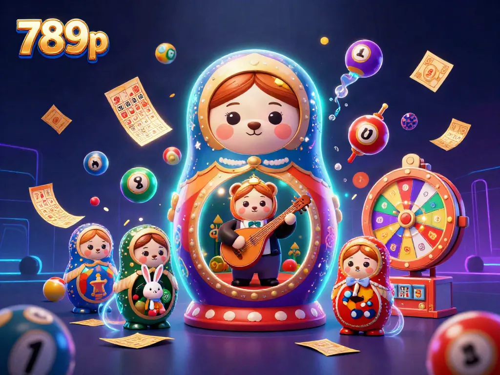 Engage in dynamic lottery excitement with the colorful scene featuring 789p characters and game elements.