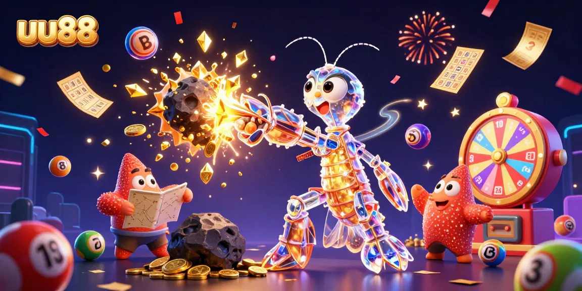 Experience winning excitement with uu88's dynamic lottery theme capturing vibrant elements and gaming action.