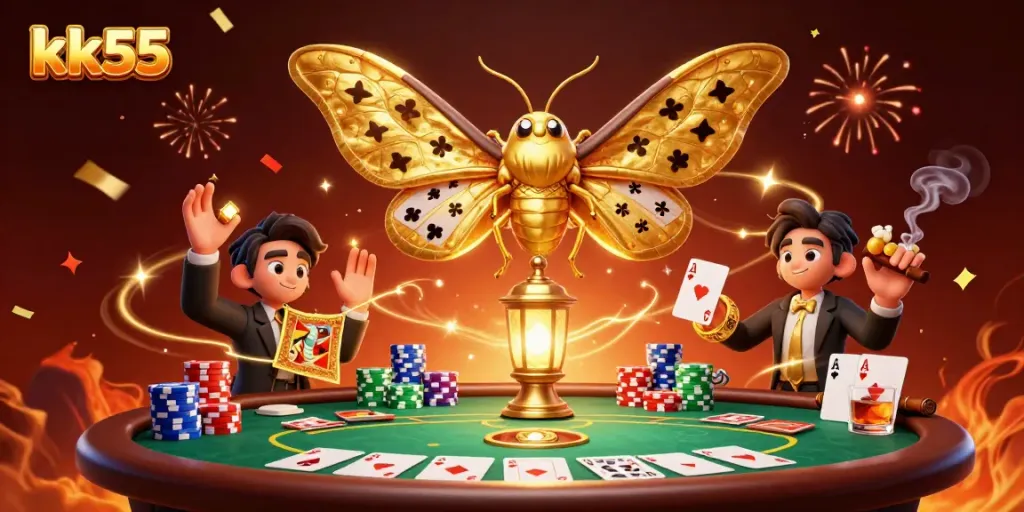 Experience thrilling casino action with kk55 in this vibrant illustration featuring poker and stunning visuals.