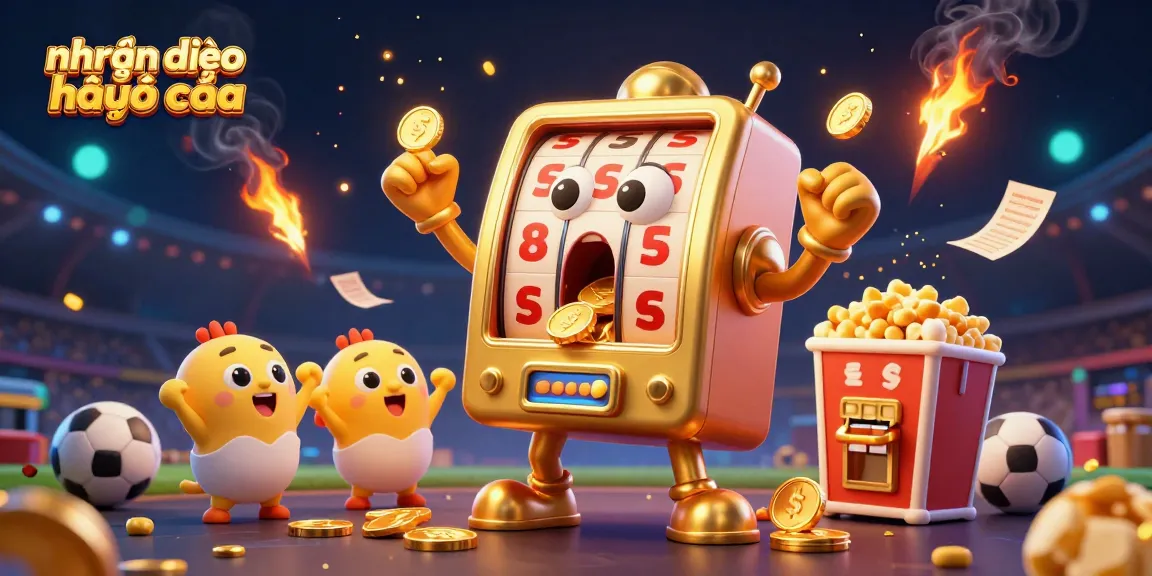 Win big with nhận định kèo nhà cái as cartoon slot machines celebrate a jackpot in this vibrant sports betting scene.