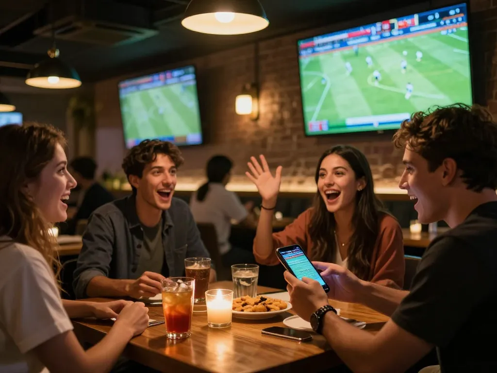 Friends enjoying football on CAKHIATV while betting on their smartphones