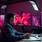 AI porn generative art displayed in a modern digital studio.