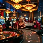 Experience the thrill at kp88 casino with players enjoying roulette, poker, and slot machines.