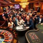 Players enjoying thrilling casino games at 33win, with vibrant roulette and poker action.