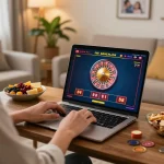 Player enjoying exciting online gaming at 8K8 Rest in a cozy living room.