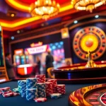 Experience the excitement at trang chủ cm88 with vibrant casino elements like slot machines and poker chips.