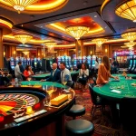 Gamblers enjoying the vibrant atmosphere of TG88 Casino with roulette, poker tables, and slot machines.