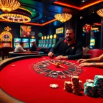 Players enjoying a high-stakes game at a 789f casino table filled with chips.
