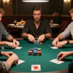 Players enjoying strategic gameplay at F168 poker night, showcasing chips and warm ambiance.