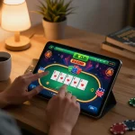 Engaging online gaming experience with 88clb app in cozy home setting.