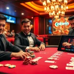 Players at a high-stakes poker table enjoying the excitement of okwin casino games.