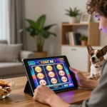 KONG 88 slot gaming experience at home with cozy atmosphere and engaging tablet screen.