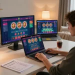 Engaging gambling action with sc88 during a live dealer game at home, showing strategic betting.