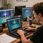 Engaged player immerses in a live poker game on da ga88, showcasing strategy and community.