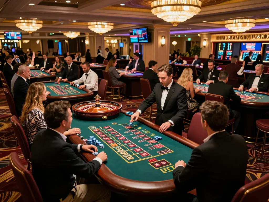 Players enthusiastically engaging in mm 88 roulette at a vibrant casino, showcasing the thrill of gambling.
