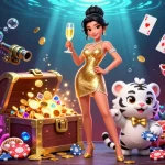 Experience thrilling gameplay at jljl33 with a glamorous setting featuring a woman and a lucky tiger.