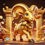 EE88 captures thrilling casino action with a golden ram charging through ornate gates.