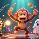 Engage with the thrilling atmosphere of nhà cái X88 as a mischievous monkey juggles golden treasures in a haunted casino.