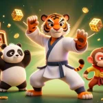 CC6 offers an exciting jackpot experience with a kung fu tiger, panda, and monkey in a vibrant casino scene.