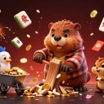 Engage with hitclub chính thức as the charismatic beaver rains golden coins in a vibrant casino scene.